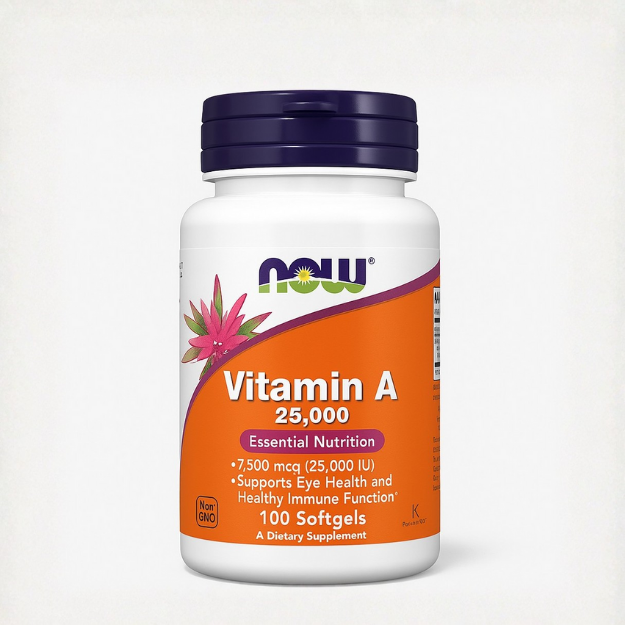NOW Vitamin A 25000 Essential Nutrition Supports Eye Skin And Immune Health 100 Capsules