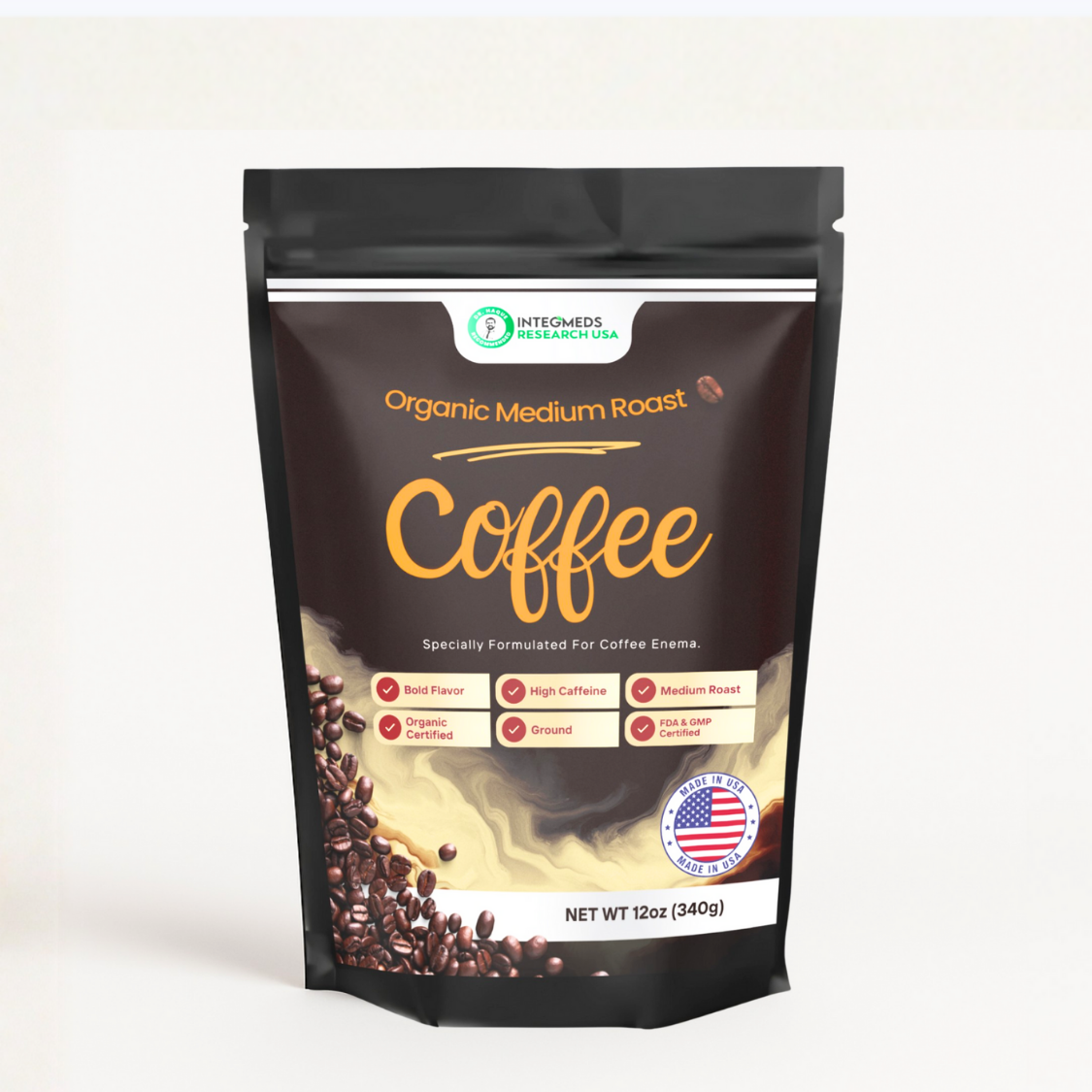 INTEGMEDS Medium Roast Organic Robusta Ground Coffee 340 G